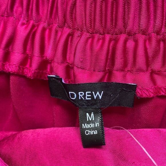 DREW By Anthropologie NWT Eva Wide Leg HW 90s Party Pants Baggy Satin In Berry M - Picture 4 of 7